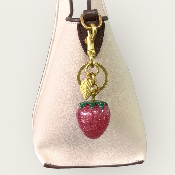 Strawberry Keychain with Gold Accents - Picture 4 of 7